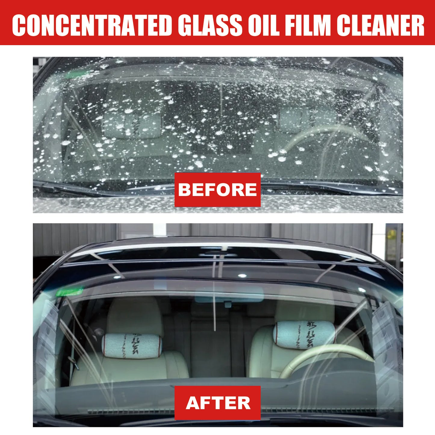 Rayhong Concentrated Glass Oil Film Cleaner - Anti-Fog, Rain Repellent, Oil & Stain Remover for Car Windshield & Windows 